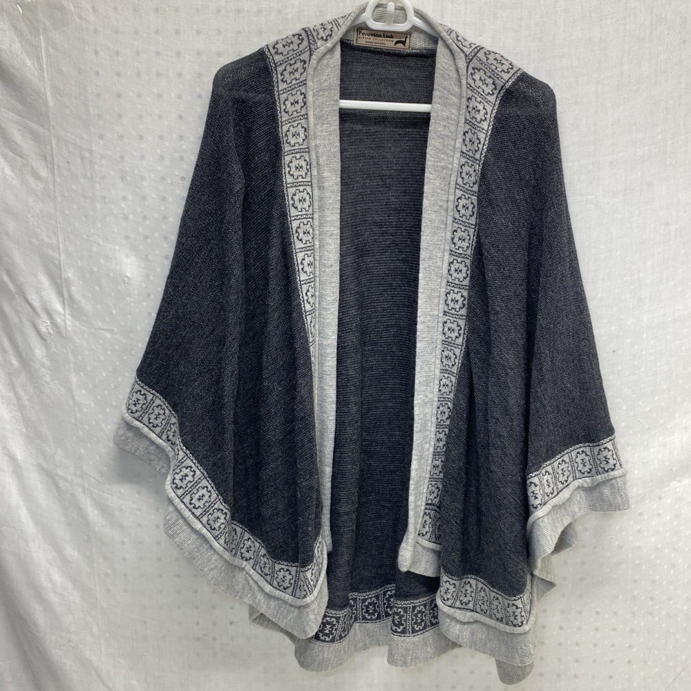 Peruvian Link‎ Alpaca Collection Shawl Gray One Size 50% Alpaca